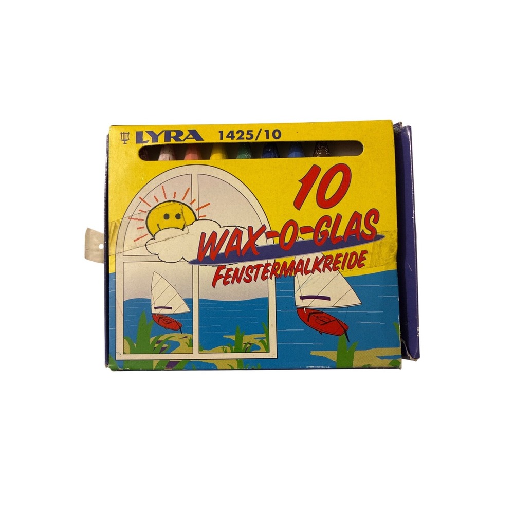 Lyra Wax-O-Glas Window Crayons 9 Piece Set 1425/10 Glass Marking Kids Art‎